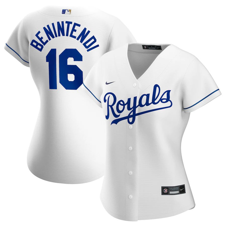 Womens Kansas City Royals #16 Andrew Benintendi Nike White Home Official Replica Player MLB Jerseys